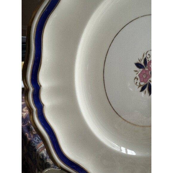 Set of 2 Antique Minton for Tiffany & Co Plates Gold Cobalt Bone China Numbered - Picture 1 of 16
